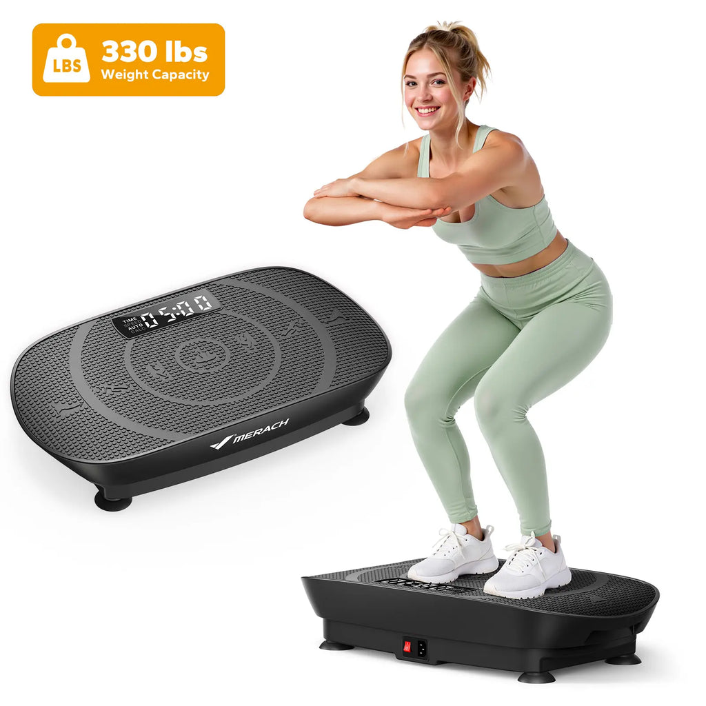 Merach Slim Vibration Plate Exercise Machine Lymphatic Drainage Fitness Vibration Plate Compact Design Fitness Home Gym Equipment Whole Body Workout Vibrations Backtoschool