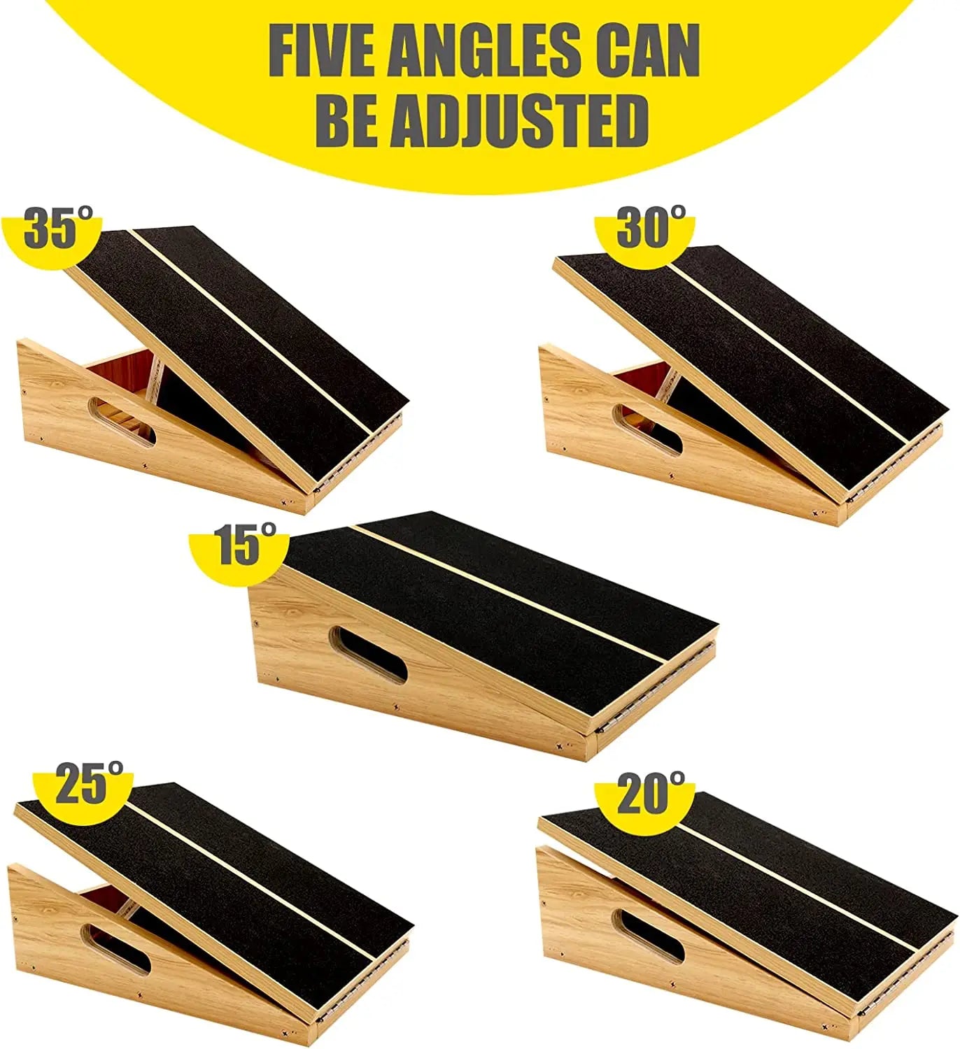 Adjustable 5-Level Steel Calf Stretcher Custom Logo Wooden Slant Board for Fitness Home Exercise Bodybuilding Packaged in Bag