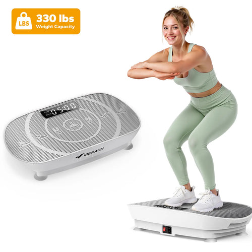 Merach Slim Vibration Plate Exercise Machine Lymphatic Drainage Fitness Vibration Plate Compact Design Fitness Home Gym Equipment Whole Body Workout Vibrations Backtoschool